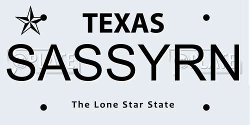 SASSYRN Texas License Plate