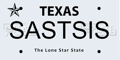 SASTSIS Texas License Plate