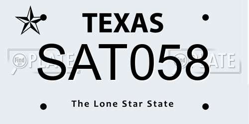 SAT058 Texas License Plate
