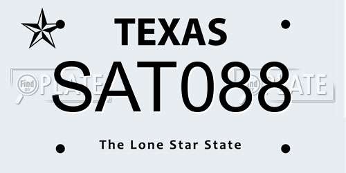 SAT088 Texas License Plate