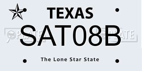 SAT08B Texas License Plate