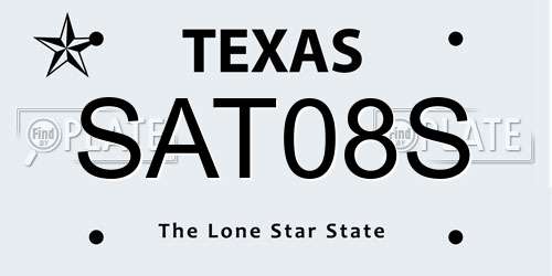 SAT08S Texas License Plate