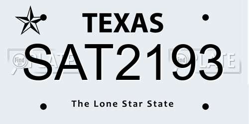 SAT2193 Texas License Plate
