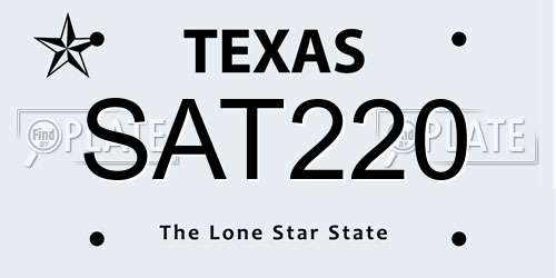 SAT220 Texas License Plate