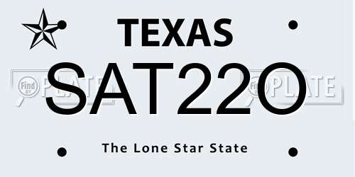 SAT22O Texas License Plate