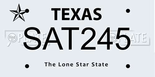 SAT245 Texas License Plate