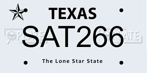 SAT266 Texas License Plate
