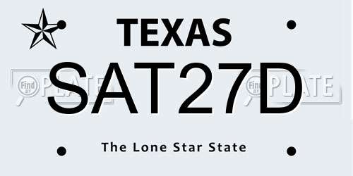 SAT27D Texas License Plate