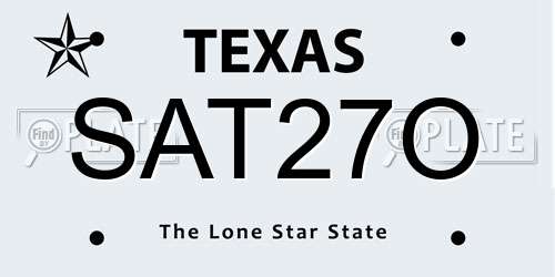 SAT27O Texas License Plate