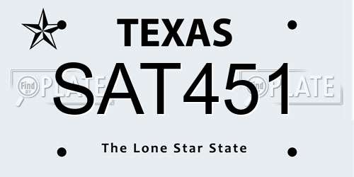 SAT451 Texas License Plate