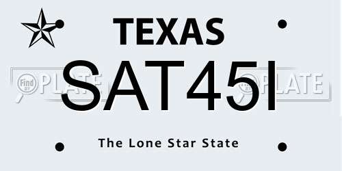 SAT45I Texas License Plate