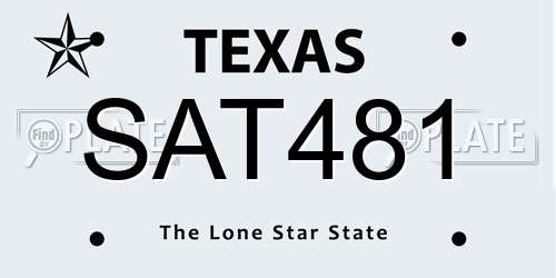 SAT481 Texas License Plate