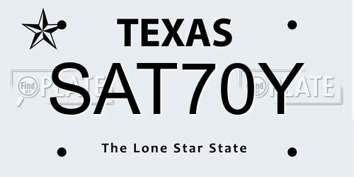 SAT70Y Texas License Plate