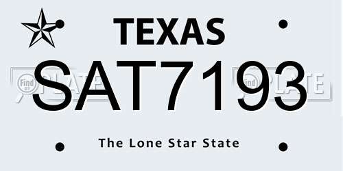 SAT7193 Texas License Plate
