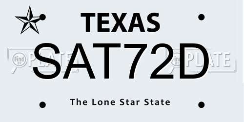 SAT72D Texas License Plate