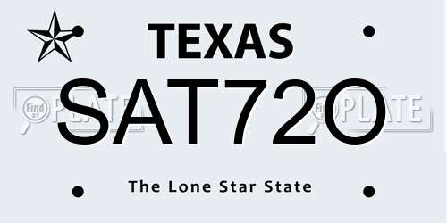 SAT72O Texas License Plate