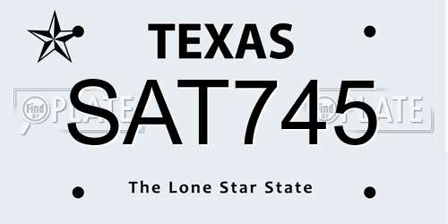 SAT745 Texas License Plate