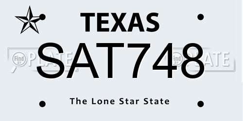 SAT748 Texas License Plate