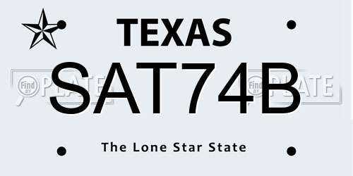 SAT74B Texas License Plate