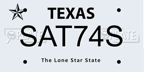 SAT74S Texas License Plate