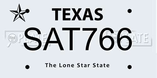 SAT766 Texas License Plate