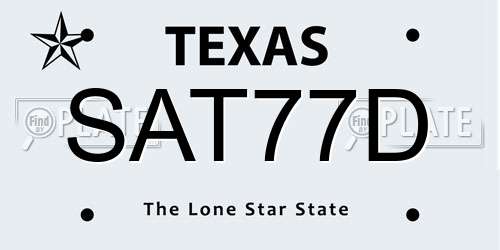 SAT77D Texas License Plate