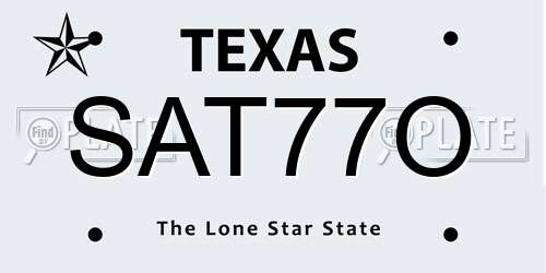 SAT77O Texas License Plate
