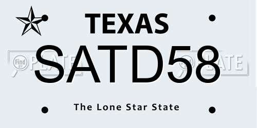 SATD58 Texas License Plate