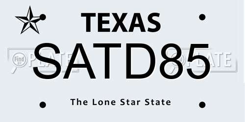 SATD85 Texas License Plate