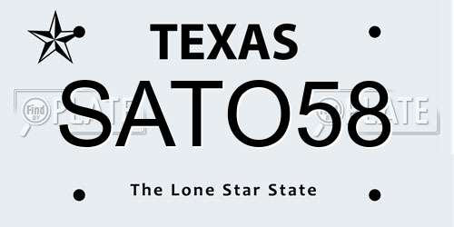 SATO58 Texas License Plate