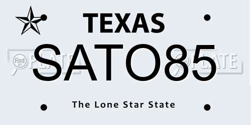 SATO85 Texas License Plate