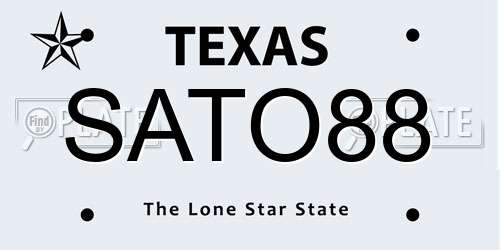 SATO88 Texas License Plate
