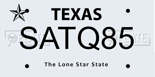 SATQ85 Texas License Plate