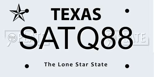 SATQ88 Texas License Plate