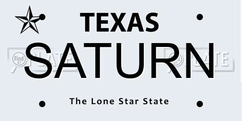 SATURN Texas License Plate