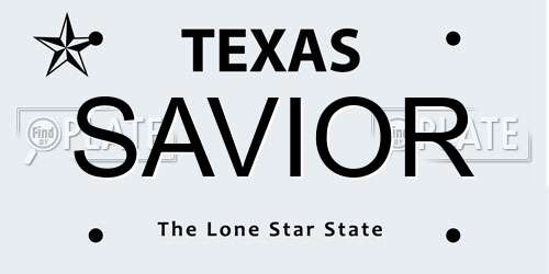 SAVIOR Texas License Plate