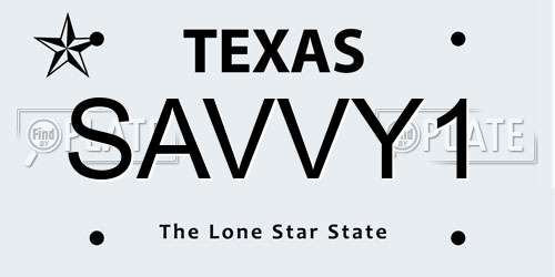 SAVVY1 Texas License Plate