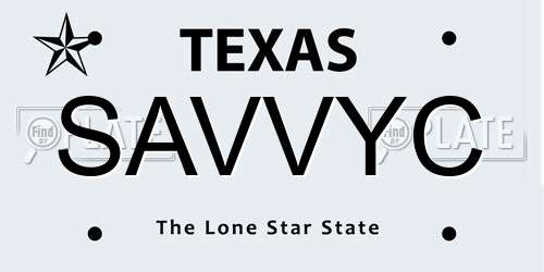 SAVVYC Texas License Plate