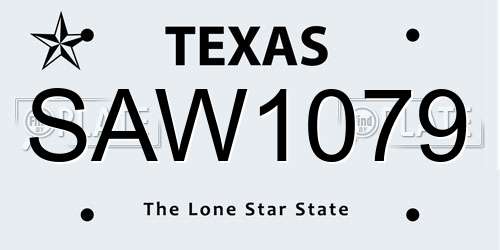 SAW1079 Texas License Plate