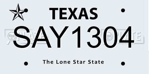 SAY1304 Texas License Plate