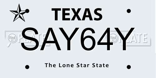 SAY64Y Texas License Plate