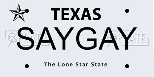 SAYGAY Texas License Plate