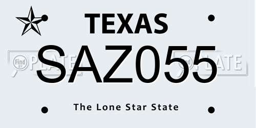 SAZ055 Texas License Plate