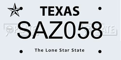 SAZ058 Texas License Plate