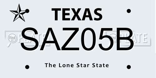 SAZ05B Texas License Plate