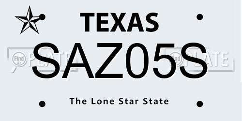 SAZ05S Texas License Plate