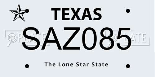 SAZ085 Texas License Plate