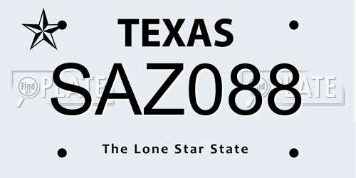 SAZ088 Texas License Plate