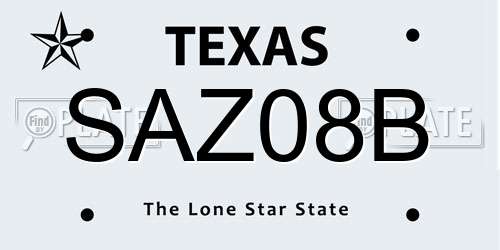 SAZ08B Texas License Plate