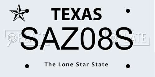 SAZ08S Texas License Plate